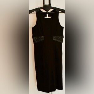 ✨ Cynthia Steffe Black Dress | Size 6 | Leather Trim | NWT✨
